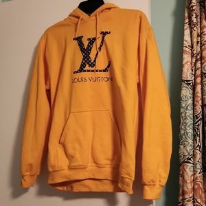 Gold Hoodie with Louis Vuitton logo